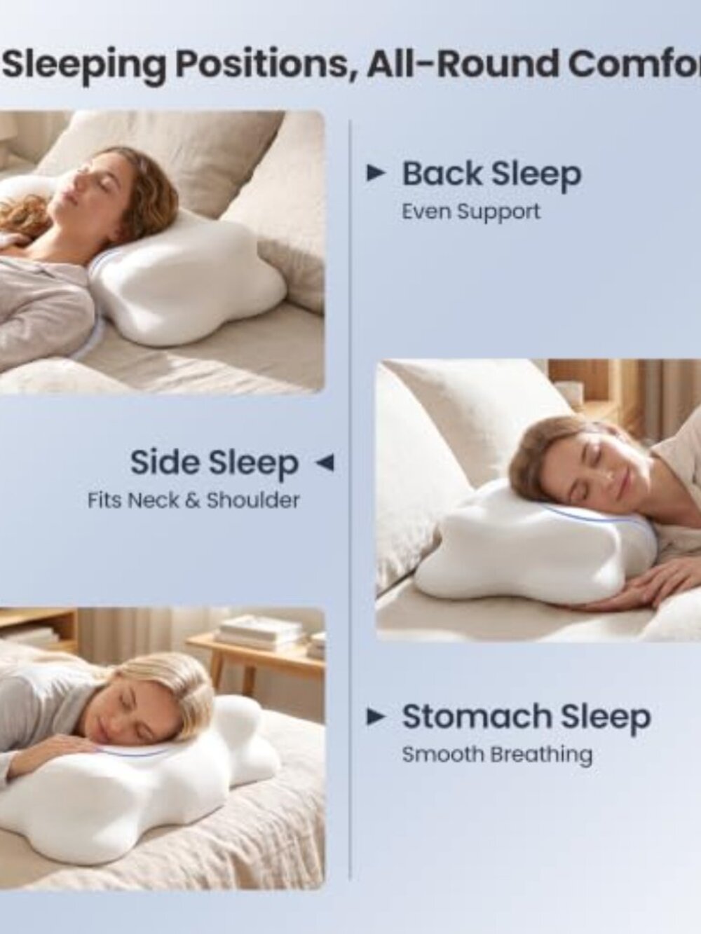 Cooling Memory Foam Cervical Neck Pillow - Dual Height Contour for Side Sleepers - Picture 6 of 6